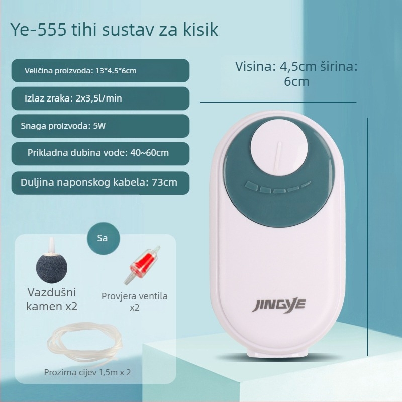 Jingye pumpa za oksigeniranje akvarija - dvostruka otvora, štedljiva i tiha