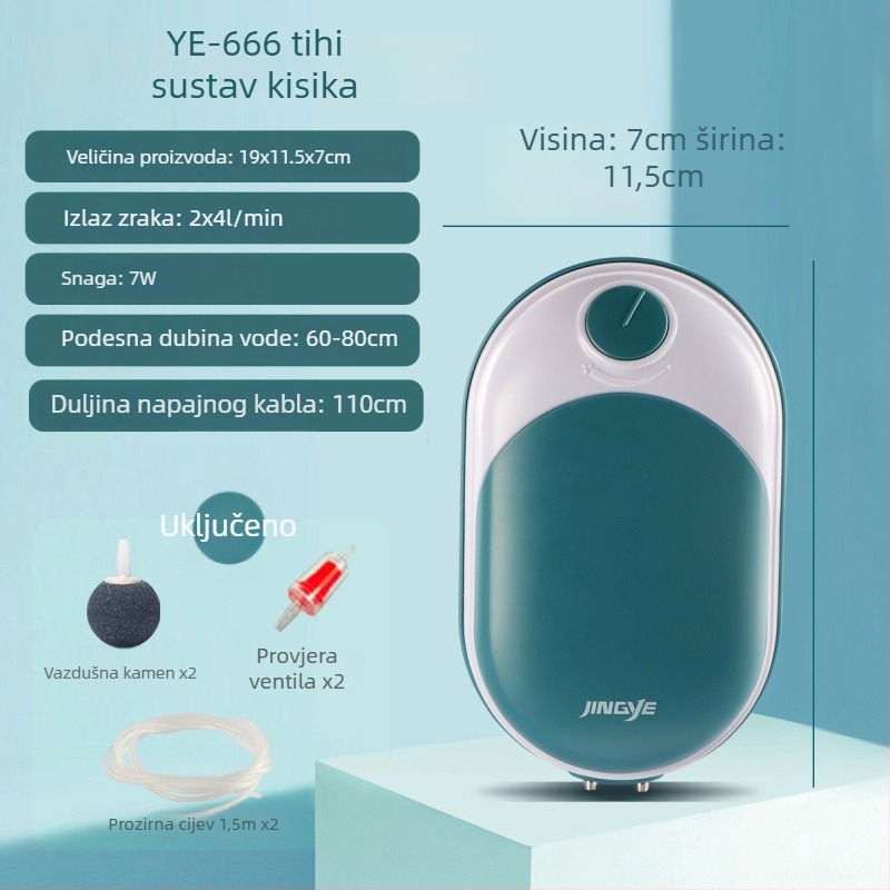 Jingye pumpa za oksigeniranje akvarija - dvostruka otvora, štedljiva i tiha