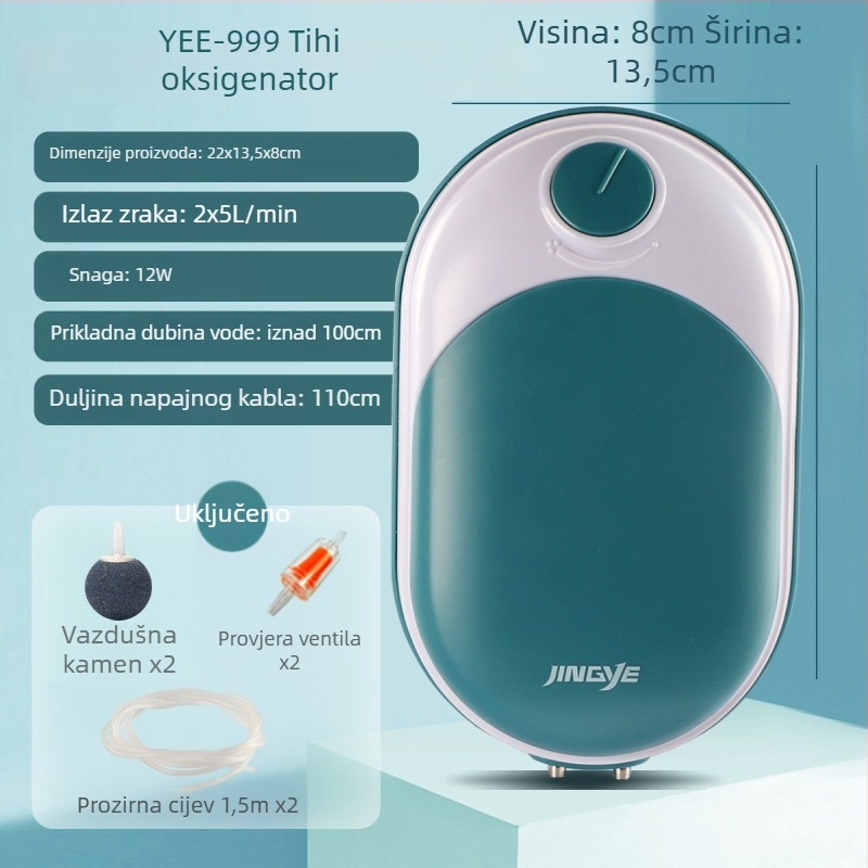 Jingye pumpa za oksigeniranje akvarija - dvostruka otvora, štedljiva i tiha
