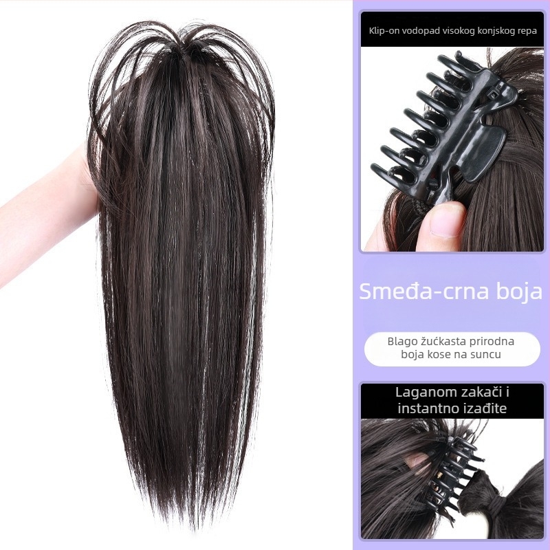Clip-in perika s visokim repom i kovrčavom kosom u vodopadnom stilu (Model: Waterfall Hair; Materijal: Kasi/Kanikaren; Tehnologija: Mehanizam; Boja: Ne može se obojiti)