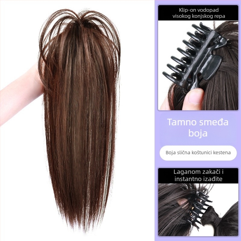 Clip-in perika s visokim repom i kovrčavom kosom u vodopadnom stilu (Model: Waterfall Hair; Materijal: Kasi/Kanikaren; Tehnologija: Mehanizam; Boja: Ne može se obojiti)