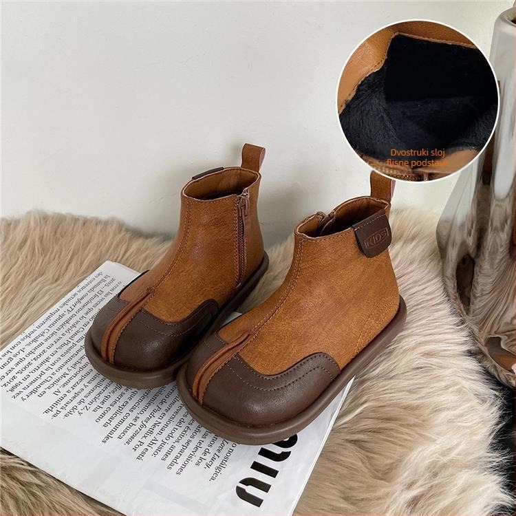 Dječje modne čizme - gornji dio od mikrovlaknaste kože, gumeni potplat, debela konstrukcija, bočni zatvarač, niski kroj - unisex
