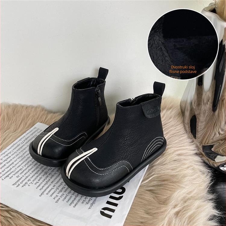 Dječje modne čizme - gornji dio od mikrovlaknaste kože, gumeni potplat, debela konstrukcija, bočni zatvarač, niski kroj - unisex