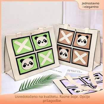 Panda pletena torbica s četiri pretinca – gradski minimalistički stil, poliester, vertikalni kvadratni oblik, otvoreni pristup
