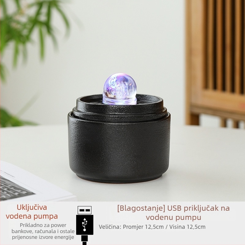 Keramička stolna fontana s obojenom površinom, cirkulacija vode, Novi kineski stil