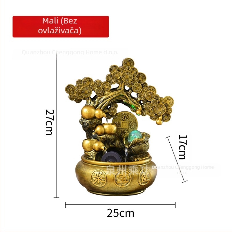 Stablo sreće – stolna vodena dekoracija Feng Shui, sintetička smola, slikana površina, obrt: slikanje, graviranje, skulptura