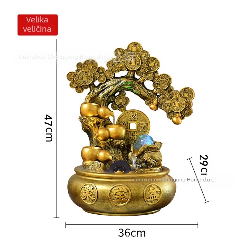 Stablo sreće – stolna vodena dekoracija Feng Shui, sintetička smola, slikana površina, obrt: slikanje, graviranje, skulptura
