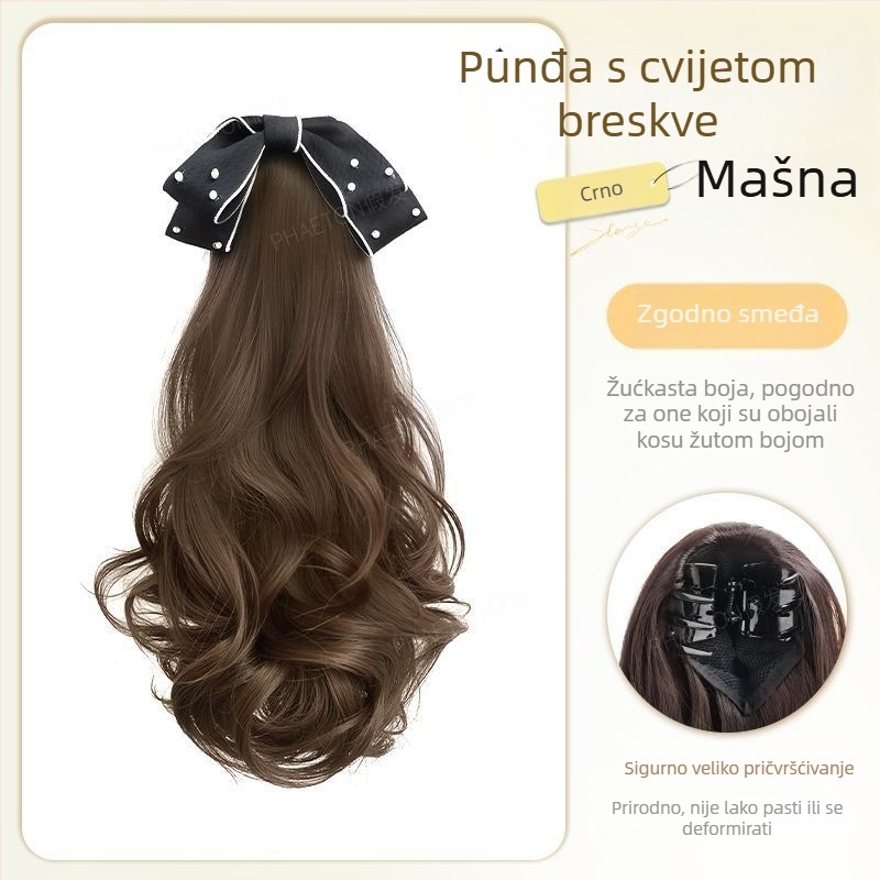 Paruka za rep Clip-in Pear Blossom Curl — velike valovi, tkanina konstrukcija, materijal visoko temperaturna svila, model Clip-in Pear Blossom Curl, nije farbiva