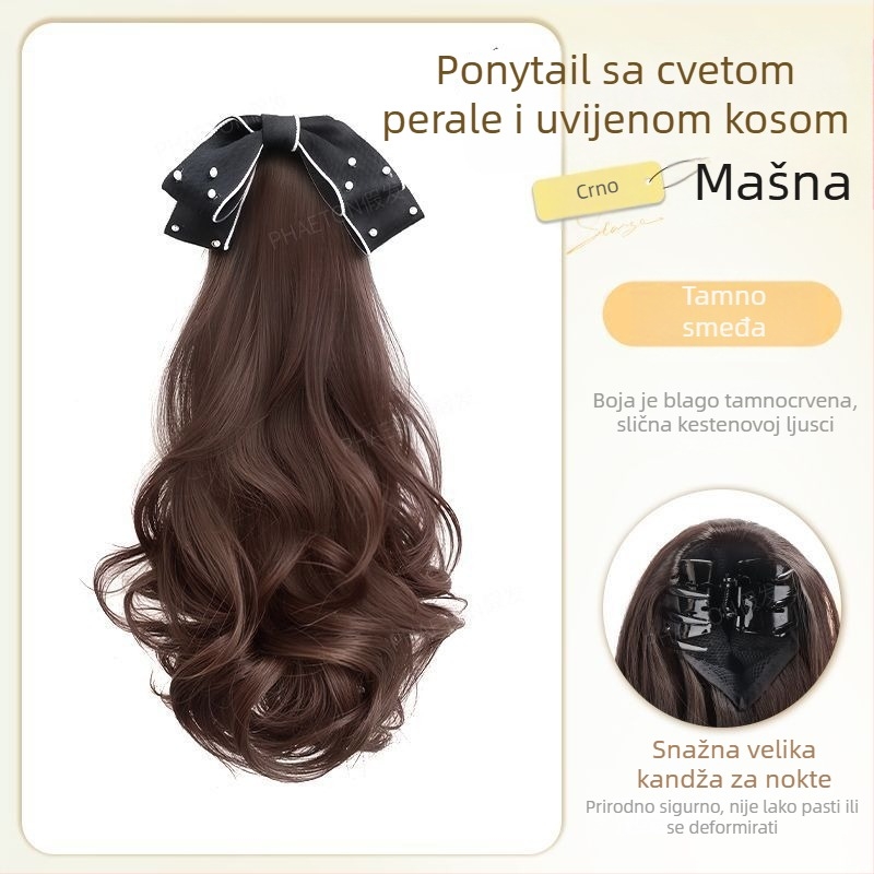 Paruka za rep Clip-in Pear Blossom Curl — velike valovi, tkanina konstrukcija, materijal visoko temperaturna svila, model Clip-in Pear Blossom Curl, nije farbiva