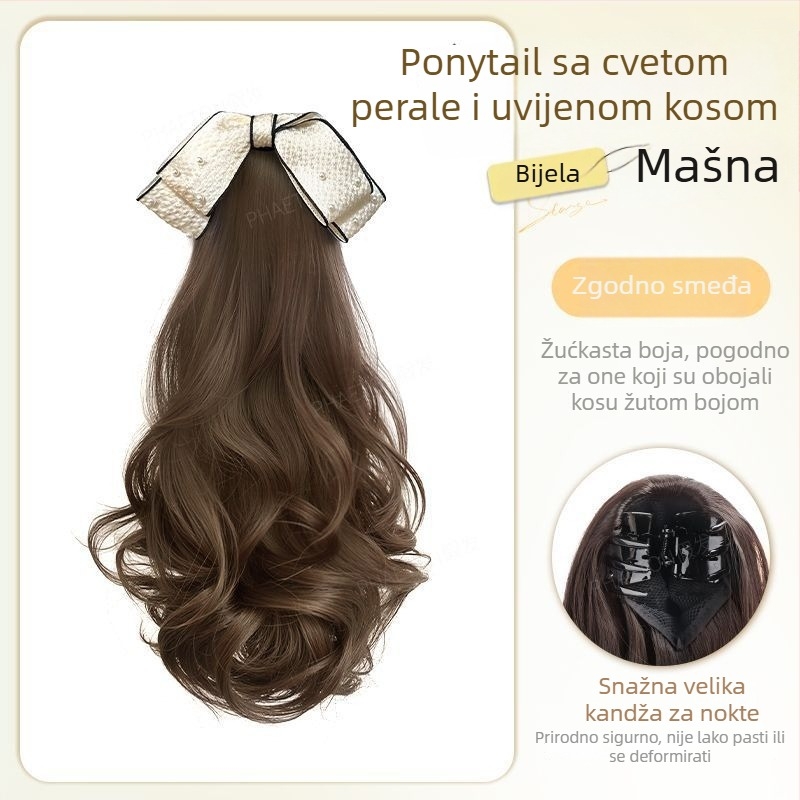 Paruka za rep Clip-in Pear Blossom Curl — velike valovi, tkanina konstrukcija, materijal visoko temperaturna svila, model Clip-in Pear Blossom Curl, nije farbiva