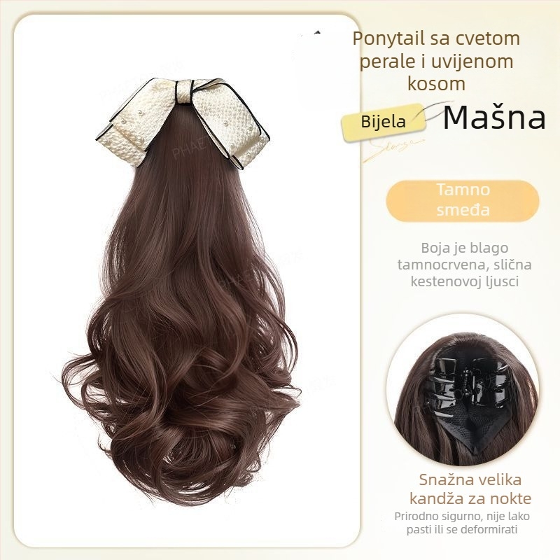 Paruka za rep Clip-in Pear Blossom Curl — velike valovi, tkanina konstrukcija, materijal visoko temperaturna svila, model Clip-in Pear Blossom Curl, nije farbiva