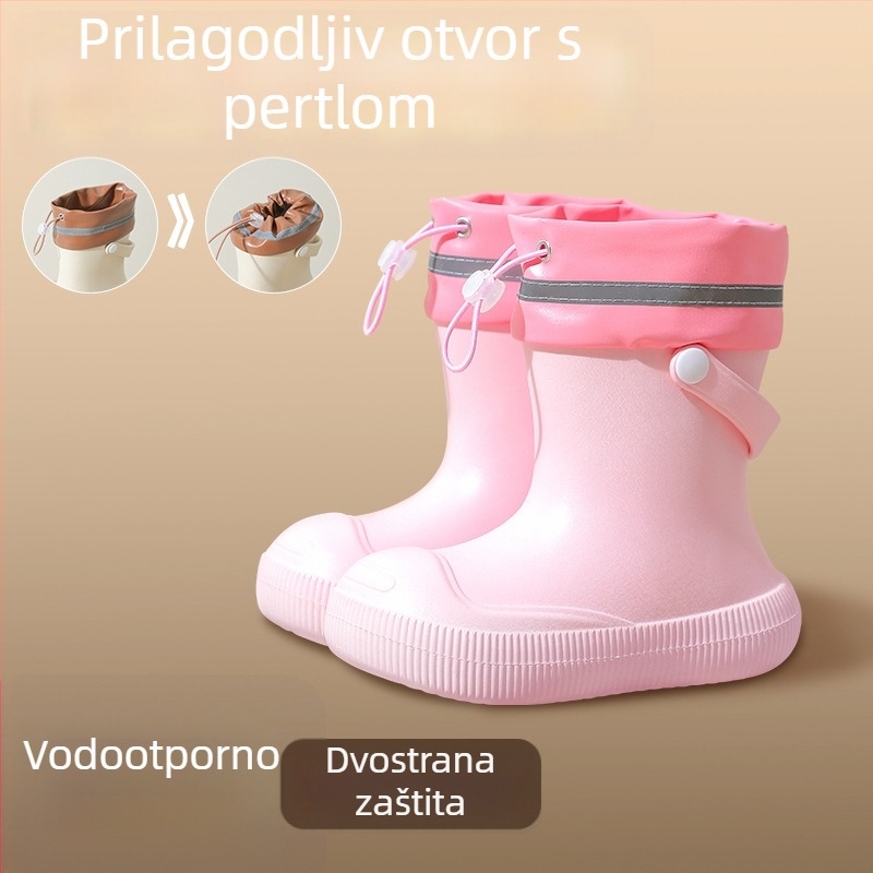 Dječje kišne čizme – EVA gornji dio, visok kroj, srednje visoka peta 3–5 cm, unisex, četiri sezone