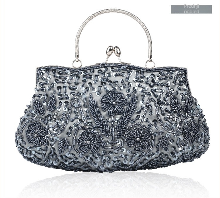 Ručno izrađena PU clutch torba s perlicama za bankete — vodoravni kvadratni oblik, magnetsko zatvaranje, podstava od poliestera, unutarnja džep