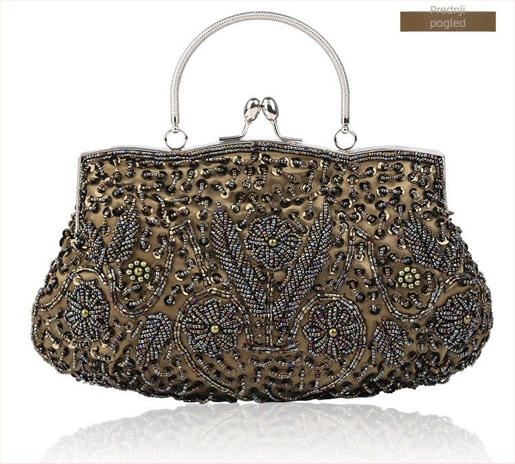 Ručno izrađena PU clutch torba s perlicama za bankete — vodoravni kvadratni oblik, magnetsko zatvaranje, podstava od poliestera, unutarnja džep