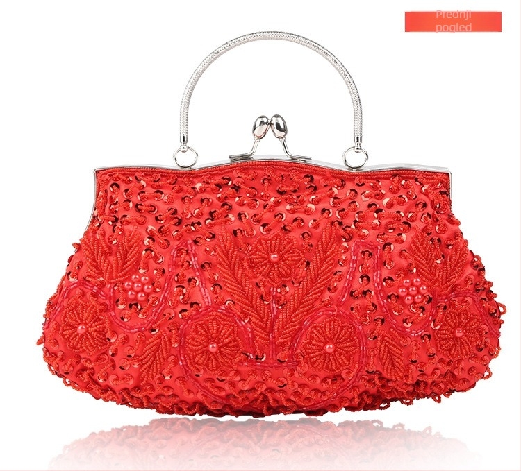 Ručno izrađena PU clutch torba s perlicama za bankete — vodoravni kvadratni oblik, magnetsko zatvaranje, podstava od poliestera, unutarnja džep