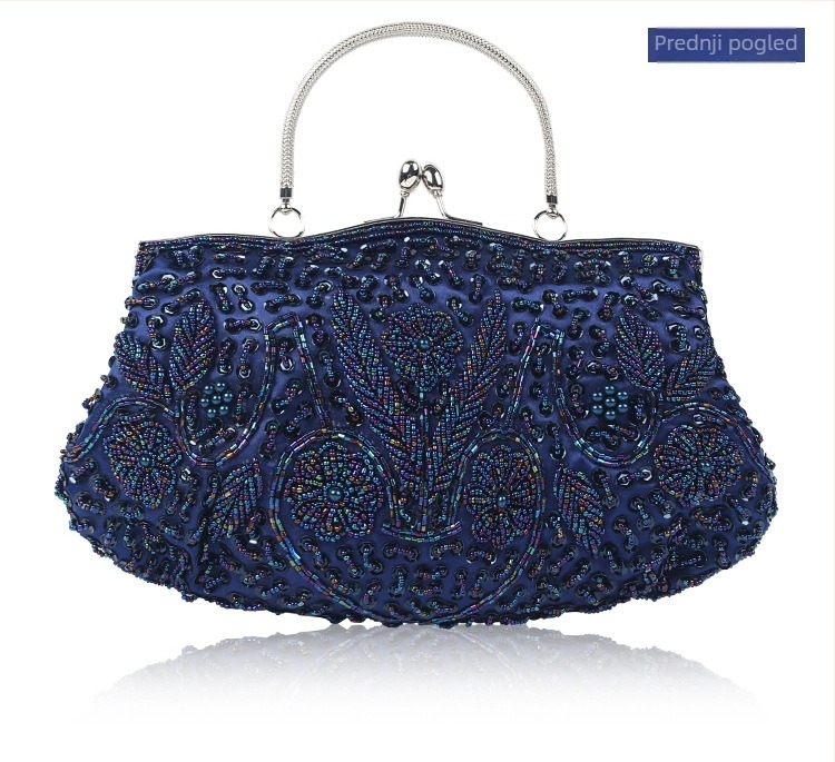 Ručno izrađena PU clutch torba s perlicama za bankete — vodoravni kvadratni oblik, magnetsko zatvaranje, podstava od poliestera, unutarnja džep