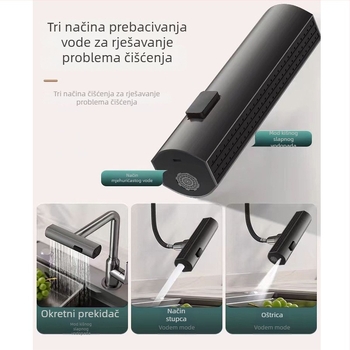 Kuhinjski slavina od nehrđajućeg čelika za pranje povrća, okretna, s toplom i hladnom vodom, keramički kartridni ventil, 0,1-0,9 MPa, 0-90°C, vertikalna ugradnja