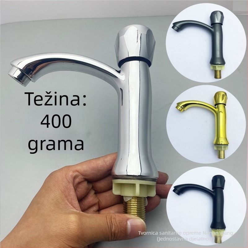 Stolna slavina za hladnu vodu na umivaonik – ABS materijal, elektroplirano završna obrada, promjer sjedala 20 mm, termostatsko jezgro ventila
