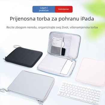 Torba za iPad tablet s poliestrom, unutarnji džep, otporna na habanje i na udarce, zatvarač, mekani držač