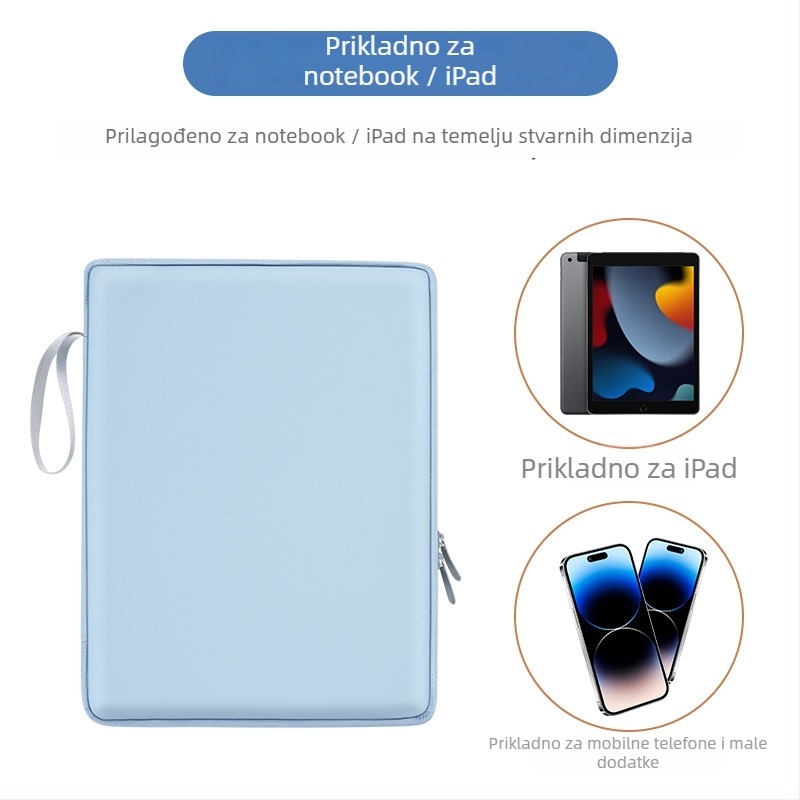Torba za iPad tablet s poliestrom, unutarnji džep, otporna na habanje i na udarce, zatvarač, mekani držač