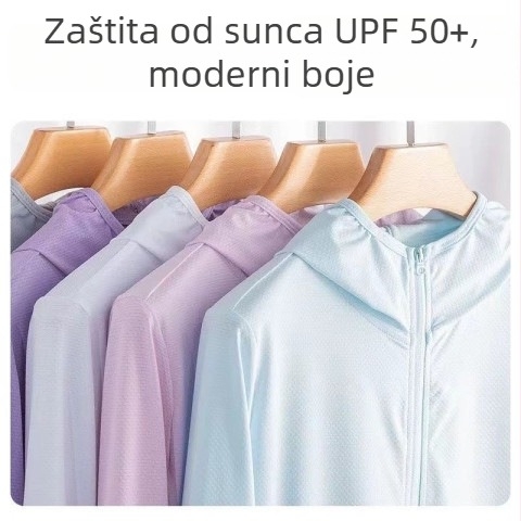 Ženska jakna s UV zaštitom UPF50+, prozračna i brzo sušeća, s kapuljačom, Ice Silk tkanina, glavni materijal Lycra (Spandex)