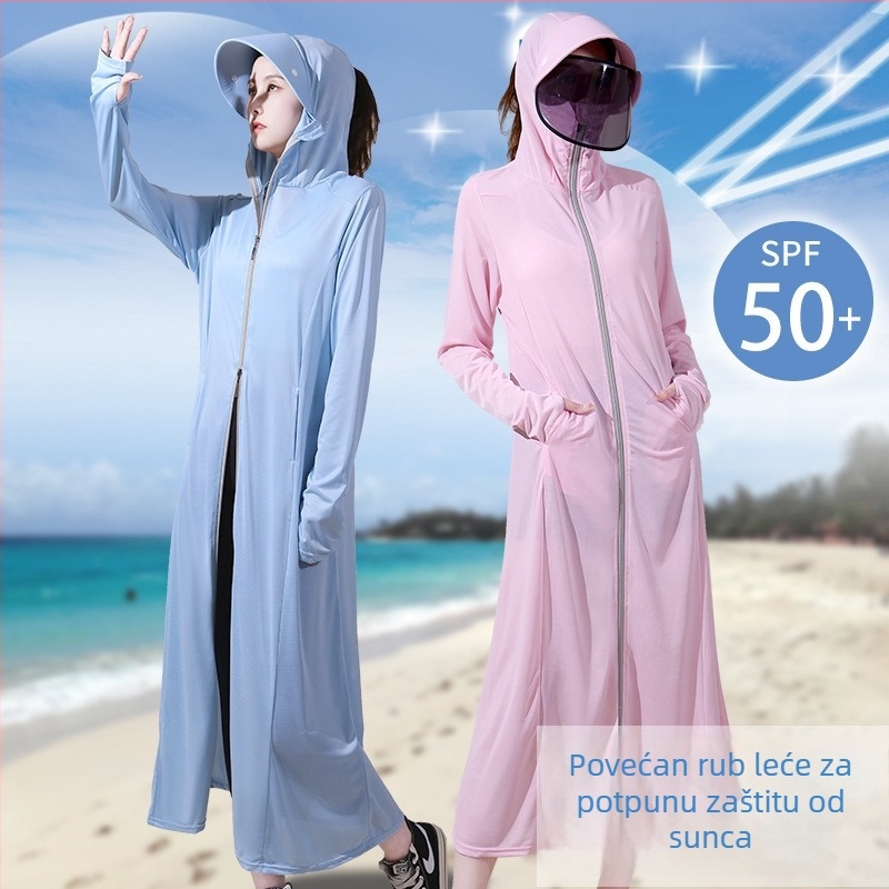 Dugi ženski kardigan s UV zaštitom, prozračan, brzo-sušeći, poliester