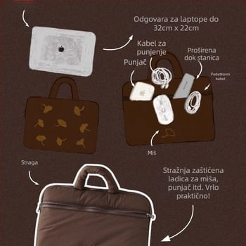 Ultra lagana torbica za pohranu tableta i prijenosnog računala, tkivo materijal, pejzažni uzorak, podstava od tkanine, unisex, proljeće 2025