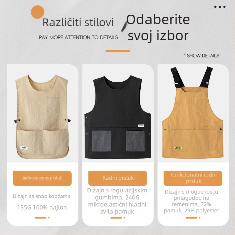 Pregača bez rukava, vodootporna i otporna na ulje, za kafiće i frizerske salone, s otiskom logotipa, korejski stil