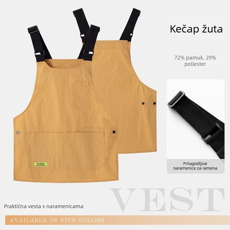 Pregača bez rukava, vodootporna i otporna na ulje, za kafiće i frizerske salone, s otiskom logotipa, korejski stil
