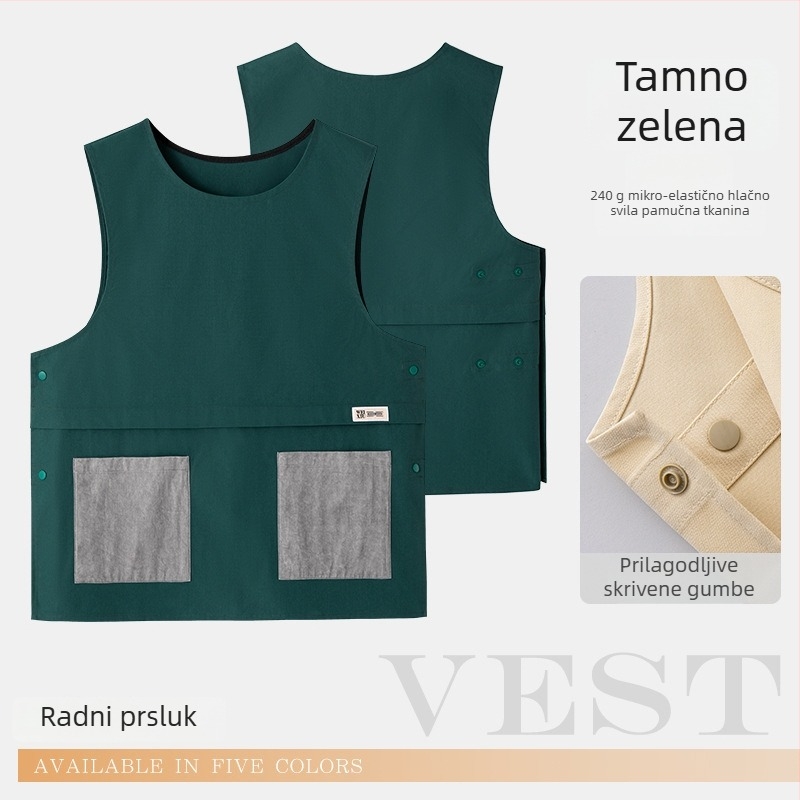 Pregača bez rukava, vodootporna i otporna na ulje, za kafiće i frizerske salone, s otiskom logotipa, korejski stil