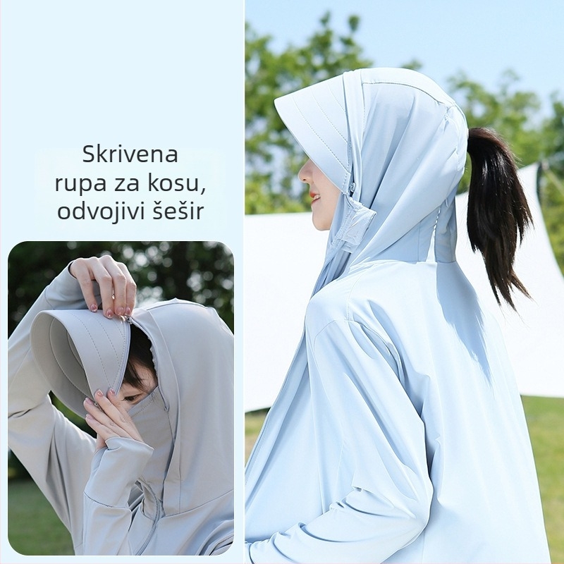 Kapuljačna vanjska jakna za zaštitu od sunca, prozračan najlon 81-95% za ribolov