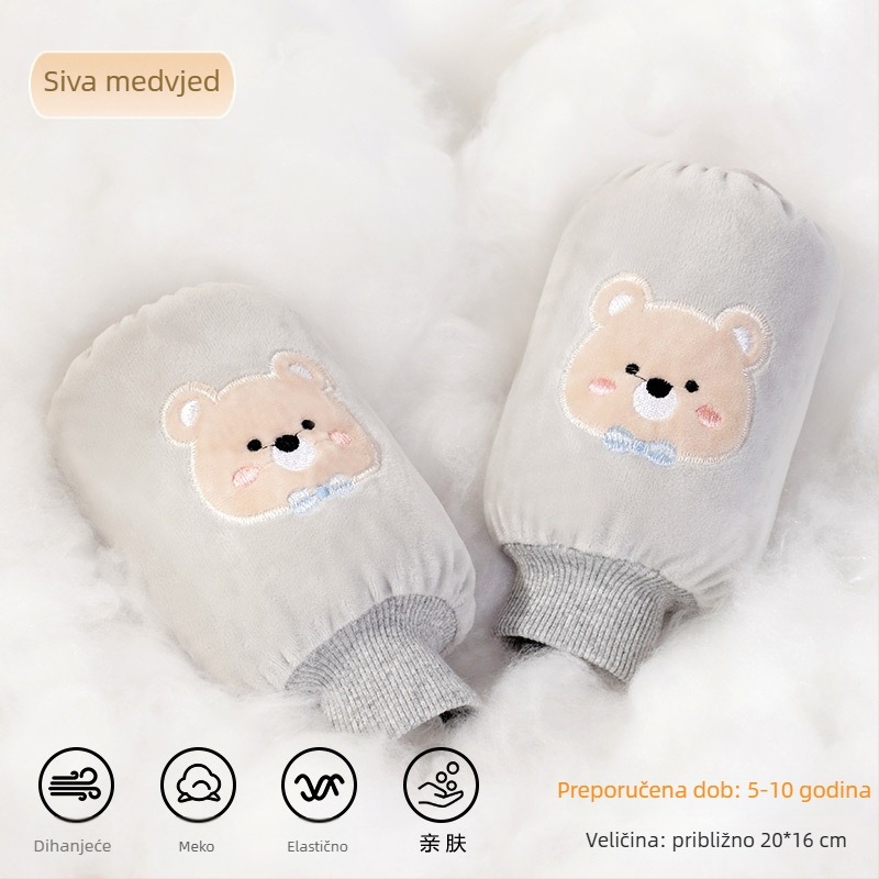 Dječji rukavi od flanel materijala s karikaturalnim uzorkom, protiv prljavštine, jesen-zima, našiveno