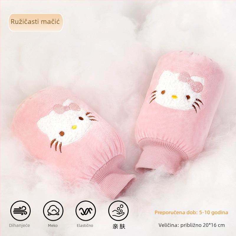 Dječji rukavi od flanel materijala s karikaturalnim uzorkom, protiv prljavštine, jesen-zima, našiveno