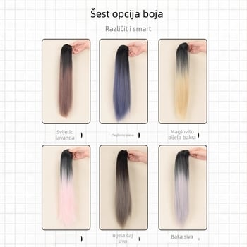 Perika s konjskim repom za žene, duga ravna kosa, vlakna otporna na visoke temperature, mehanizam pričvršćivanja, može se bojiti i fenirati