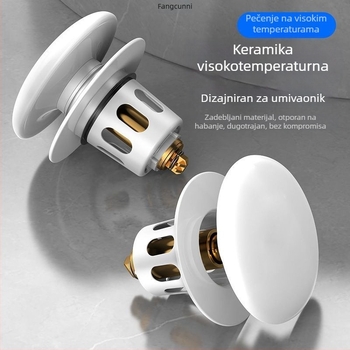 Bakrena drenažna zatvarač s push-type pop-up mehanizmom i filtrom za miris – CUPC certificirano, universalni dodatak za umivaonik