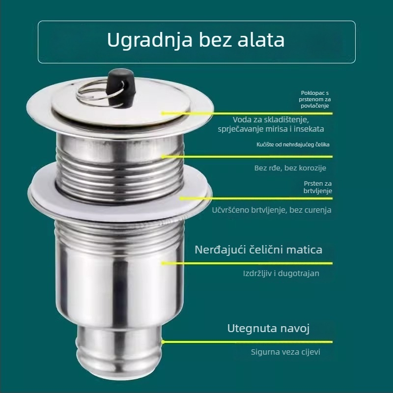 Nerđajući čelik – odvod za mop bazen – 201, Model 40/50, Tip podizanje (pull-up), Marka Ao Lai Long