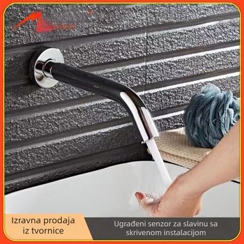 Zidni senzorni faucet za javnu upotrebu, infracrvena indukcija, ugradnja u zid, nehrđajući čelik, 1-90°C, 0.05-0.6 MPa