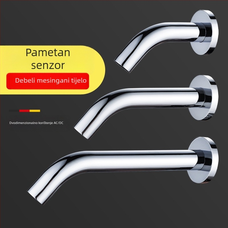 Zidni senzorni faucet za javnu upotrebu, infracrvena indukcija, ugradnja u zid, nehrđajući čelik, 1-90°C, 0.05-0.6 MPa