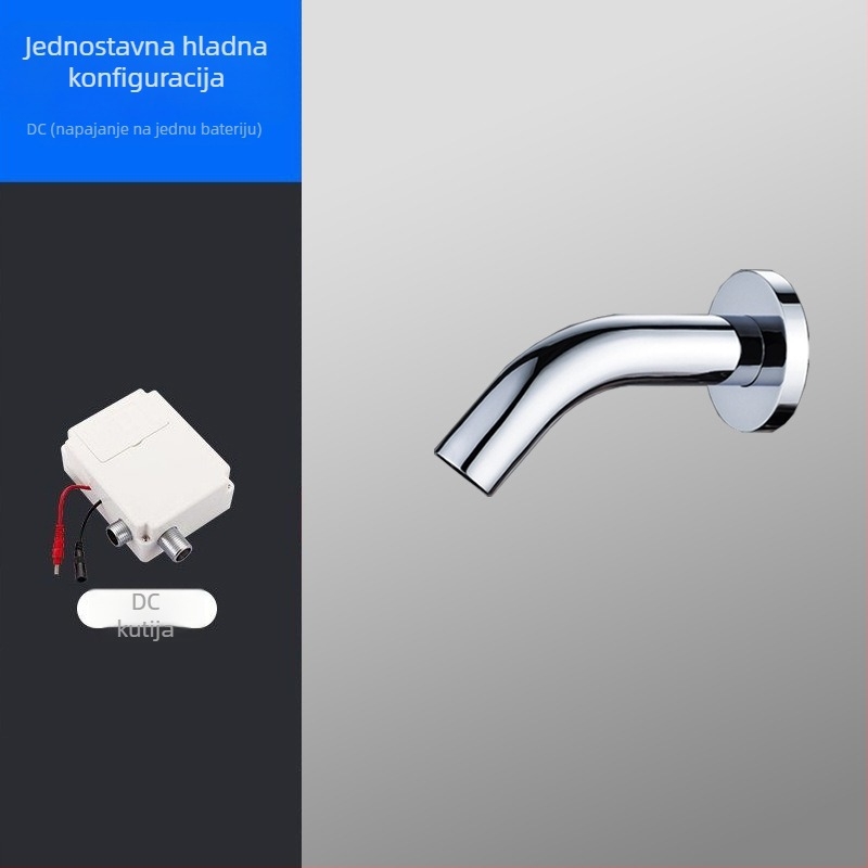 Zidni senzorni faucet za javnu upotrebu, infracrvena indukcija, ugradnja u zid, nehrđajući čelik, 1-90°C, 0.05-0.6 MPa