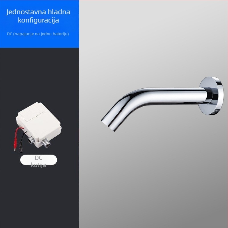 Zidni senzorni faucet za javnu upotrebu, infracrvena indukcija, ugradnja u zid, nehrđajući čelik, 1-90°C, 0.05-0.6 MPa