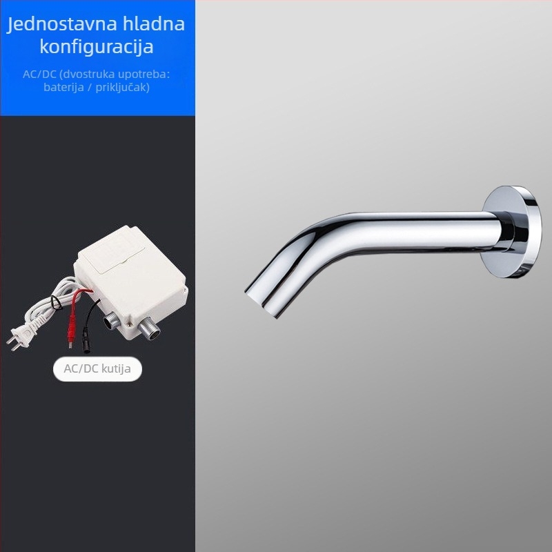 Zidni senzorni faucet za javnu upotrebu, infracrvena indukcija, ugradnja u zid, nehrđajući čelik, 1-90°C, 0.05-0.6 MPa