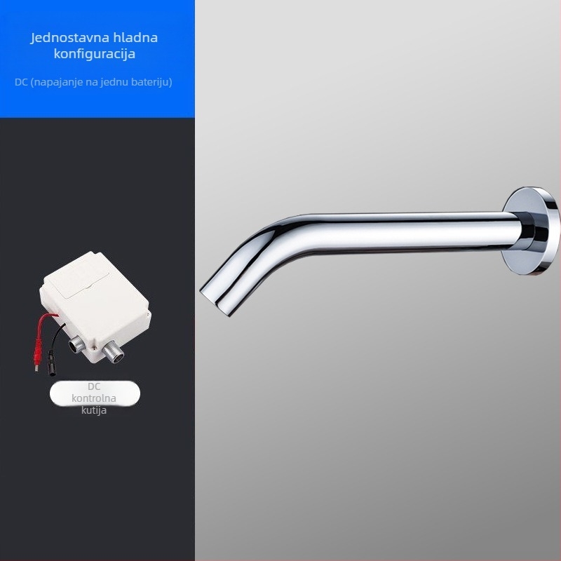 Zidni senzorni faucet za javnu upotrebu, infracrvena indukcija, ugradnja u zid, nehrđajući čelik, 1-90°C, 0.05-0.6 MPa