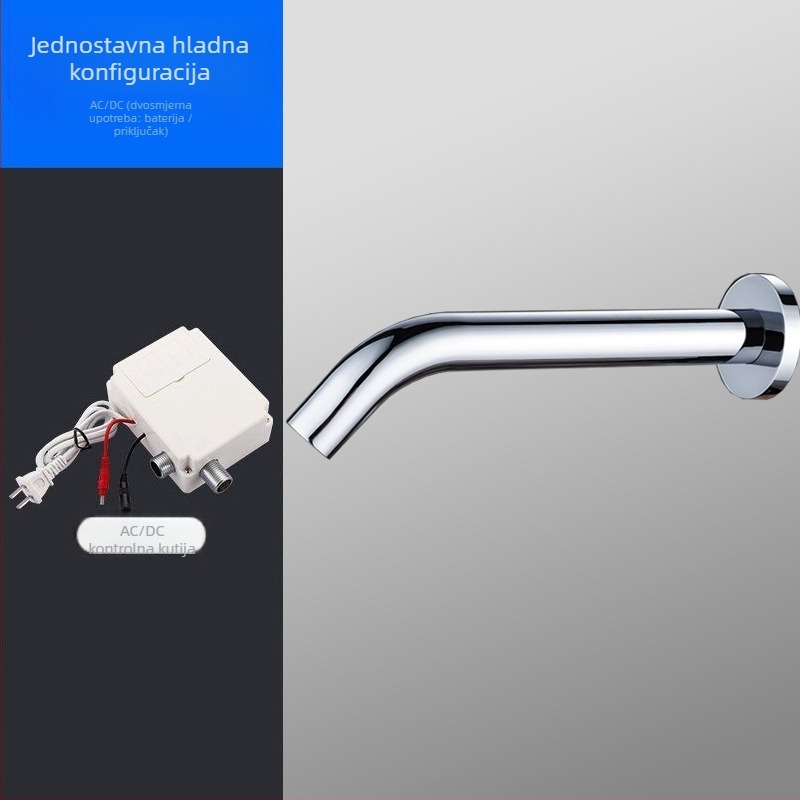 Zidni senzorni faucet za javnu upotrebu, infracrvena indukcija, ugradnja u zid, nehrđajući čelik, 1-90°C, 0.05-0.6 MPa