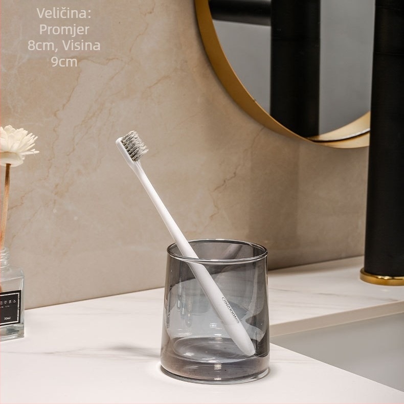 Stakleni čašica za ispiranje usta i set čašica za četkice za zube – kružnog oblika, jednostavna konstrukcija, njega usne higijene
