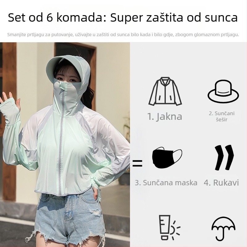 Ženska kapuljača s UV zaštitom za ljeto – brzo sušenje, prozračna najlon tkanina, dizajn s blok bojama