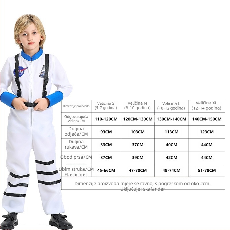 Dječji kostim za Halloween — svemirski cosplay kombinezon, astronaut pilota, unisex, poliester, za uloge u igri, za djecu do 17 godina, u proljeće 2025.