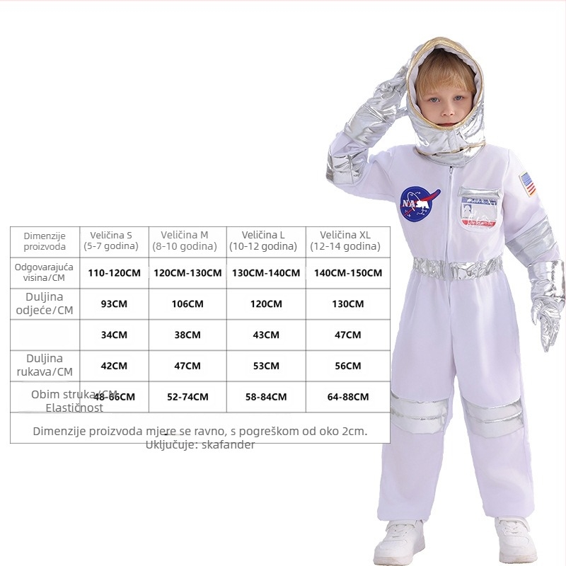 Dječji kostim za Halloween — svemirski cosplay kombinezon, astronaut pilota, unisex, poliester, za uloge u igri, za djecu do 17 godina, u proljeće 2025.