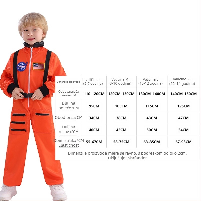 Dječji kostim za Halloween — svemirski cosplay kombinezon, astronaut pilota, unisex, poliester, za uloge u igri, za djecu do 17 godina, u proljeće 2025.