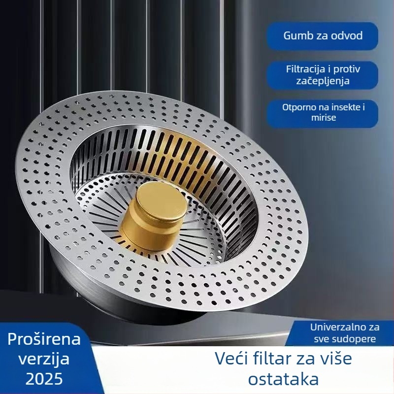 Tapa za odvod kuhinjskog sudopera s filtrim i košarom, plastična, modernog stila, neto težina 100 g