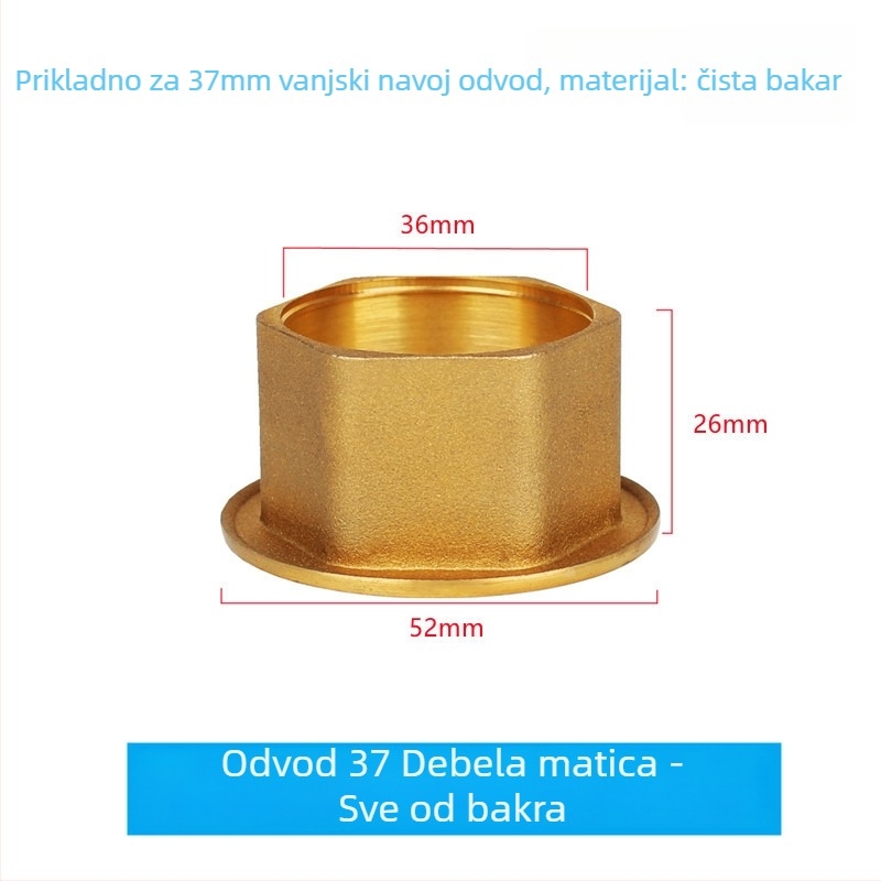 Matica za pričvršćivanje odvodnje umivaonika, bakrena, okretno-fiksni tip, XP-203, Xiongpin